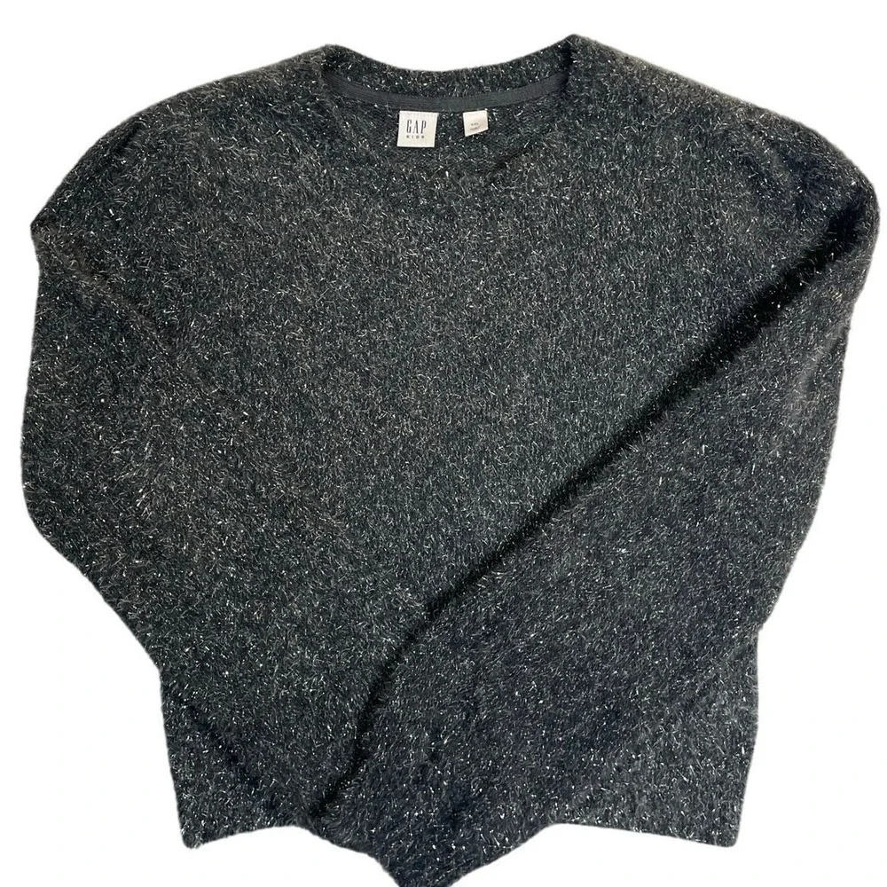 Gap Kids XXL Black Silver Metallic Tinsel Holiday Sweater Y2K Party